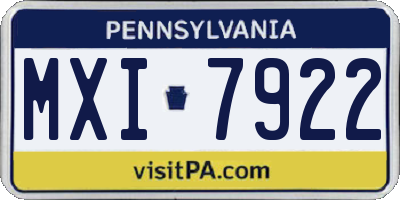 PA license plate MXI7922