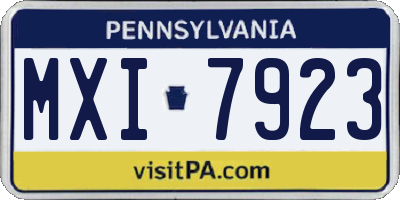 PA license plate MXI7923
