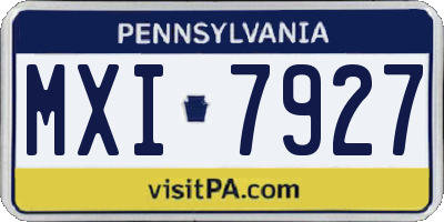 PA license plate MXI7927