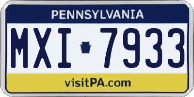 PA license plate MXI7933