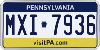 PA license plate MXI7936