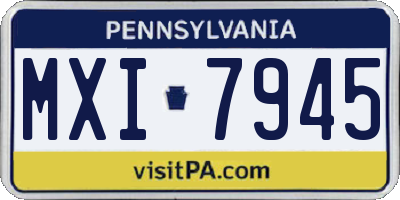 PA license plate MXI7945
