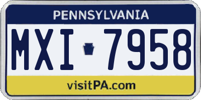 PA license plate MXI7958