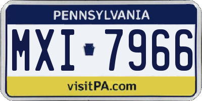 PA license plate MXI7966