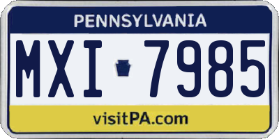 PA license plate MXI7985