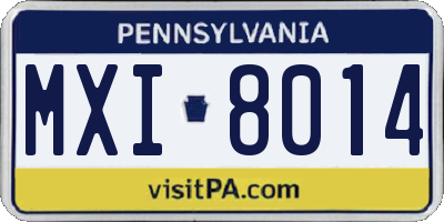 PA license plate MXI8014