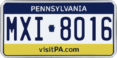 PA license plate MXI8016