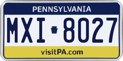 PA license plate MXI8027