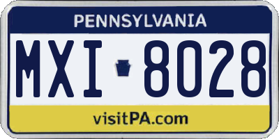 PA license plate MXI8028