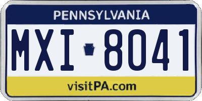 PA license plate MXI8041