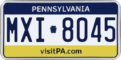 PA license plate MXI8045