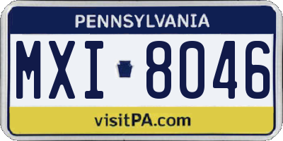 PA license plate MXI8046