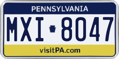 PA license plate MXI8047