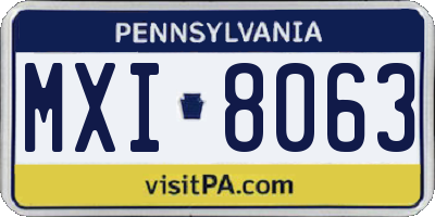 PA license plate MXI8063