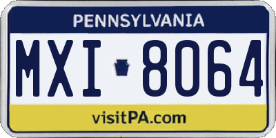 PA license plate MXI8064