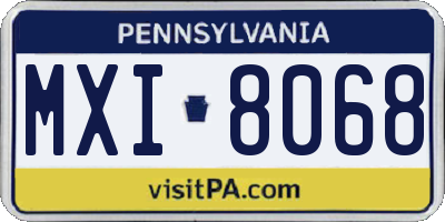 PA license plate MXI8068