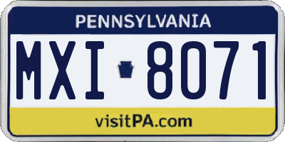 PA license plate MXI8071