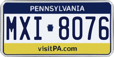 PA license plate MXI8076