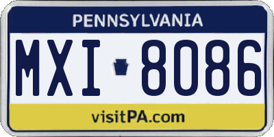PA license plate MXI8086