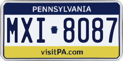 PA license plate MXI8087