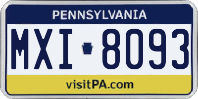 PA license plate MXI8093