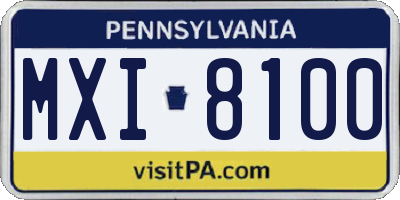 PA license plate MXI8100