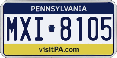 PA license plate MXI8105