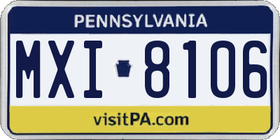 PA license plate MXI8106