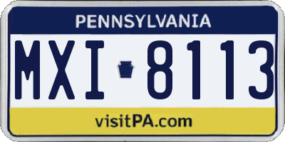 PA license plate MXI8113