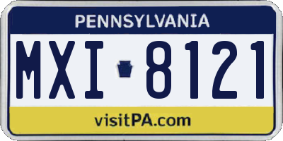 PA license plate MXI8121