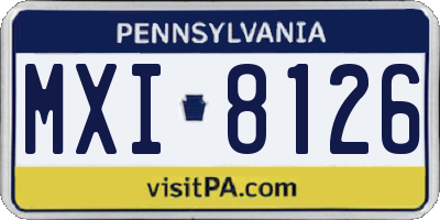 PA license plate MXI8126