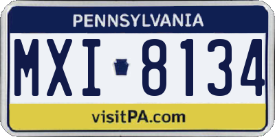 PA license plate MXI8134