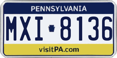 PA license plate MXI8136
