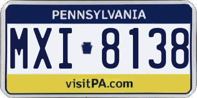 PA license plate MXI8138