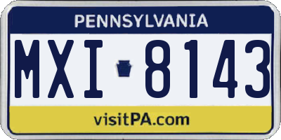 PA license plate MXI8143