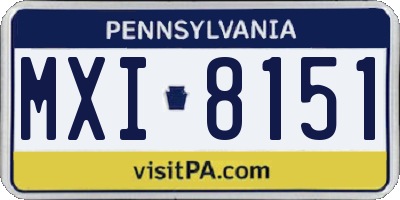 PA license plate MXI8151