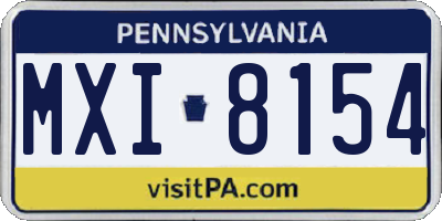 PA license plate MXI8154
