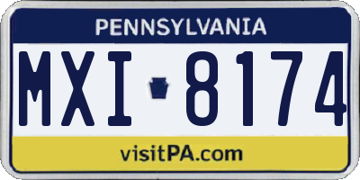 PA license plate MXI8174
