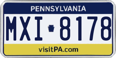 PA license plate MXI8178