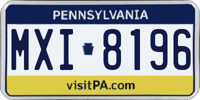 PA license plate MXI8196