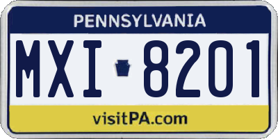 PA license plate MXI8201