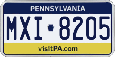 PA license plate MXI8205