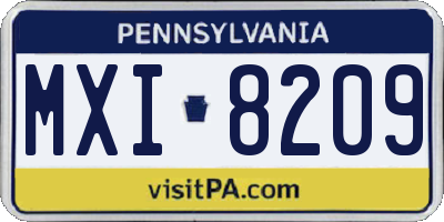 PA license plate MXI8209