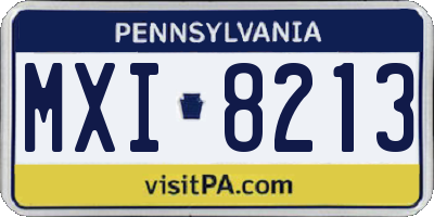 PA license plate MXI8213