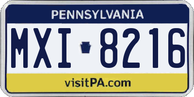 PA license plate MXI8216
