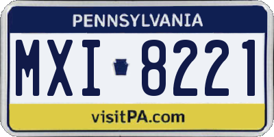 PA license plate MXI8221