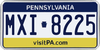 PA license plate MXI8225