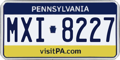 PA license plate MXI8227