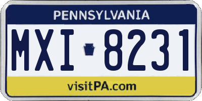 PA license plate MXI8231