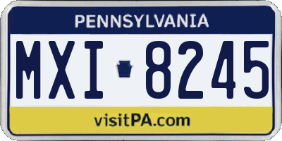 PA license plate MXI8245